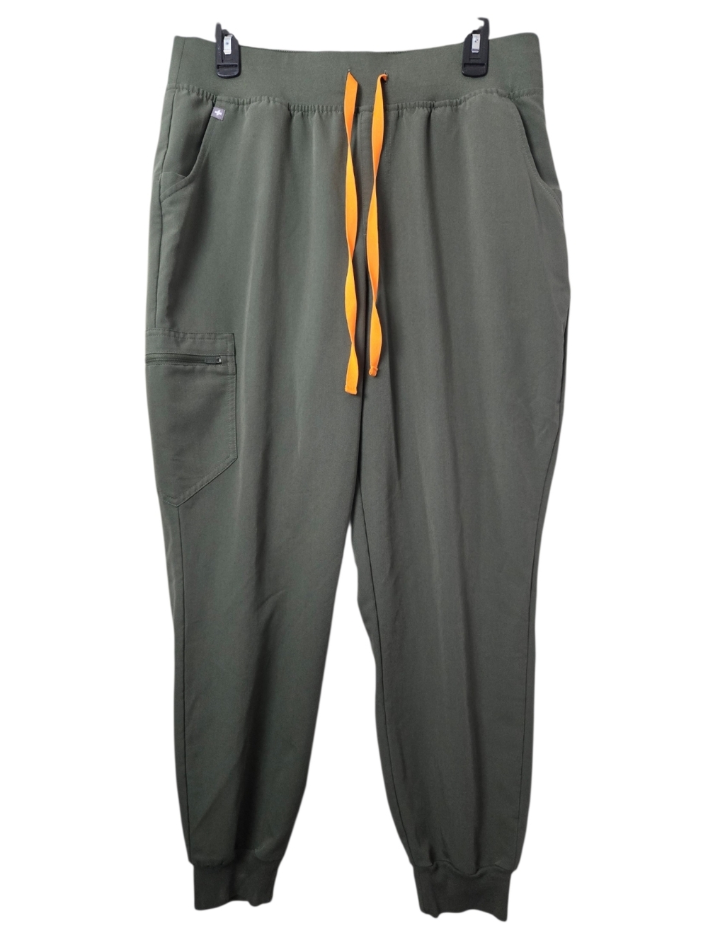 Figs Zamora Jogger Scrub Pants High-Rise Moss Green Orange